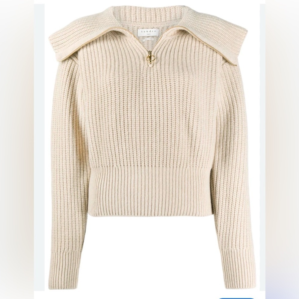 Sandro Paris Emmanuel Zip Up Jumper wool blend - Picture 3 of 11